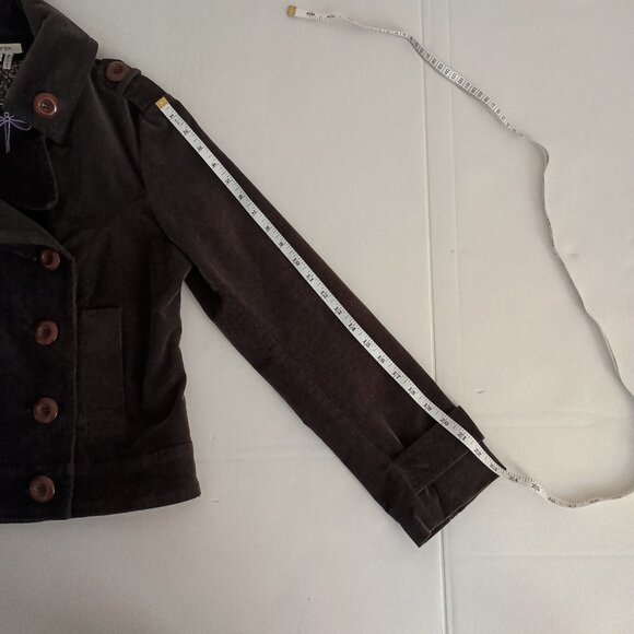 Tyler Boe Brown Corduroy Double Breasted Cropped Lined Jacket Women’s Size 8 - Picture 14 of 16